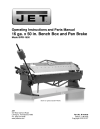 Jet Tools BPB-1650 50&quot; x 16 Gauge Bench Model Box/Pan Brake