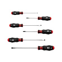 Zebra Torx Screwdriver, Round Blade, 6 Pieces, Long Length, 4 Slotted & 2 Phillips