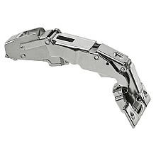 Clip Top 155° Opening Zero Protrusion Hinge, 45mm Bore Pattern, Self-Closing, Half Overlay, Nickel-Plated, Screw-On