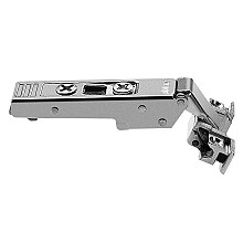 Clip Top 120˚ Opening Narrow Aluminum Door Hinge, 45mm Bore Pattern, Free-Swinging, Full Overlay, Nickel-Plated, Screw-On