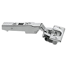 Clip 107&#730; Opening Hinge, 45mm Bore Pattern, Self-Closing, Full Overlay, Nickel-Plated, Dowelled