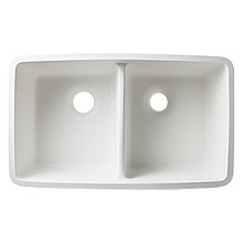 1729 Acrylic Undermount Double Bowl Kitchen Sink, 30-7/8" x 18-9/16" x 9-13/16", Arctic