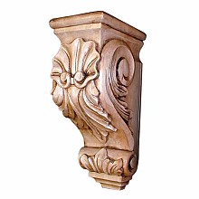 5&#45;1/4&quot; Acanthus Shell Hand Carved Corbel, Oak