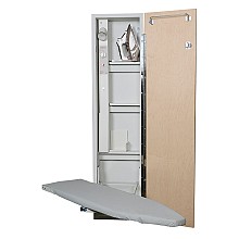 15" Flush Maple Veneer Door Non-Electric Ironing Center with 46" Non-Swiveling Board, Unfinished