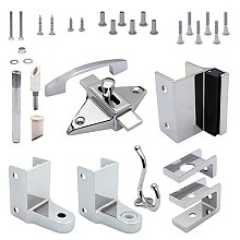Outswing Door Hardware Pack for 7/8" Door x 1-1/4" Post, Chrome Plated