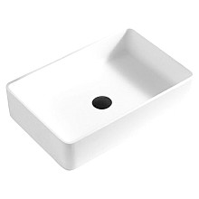 Quattro Acrylic Vessel Mount Single Bowl Rectangular Bathroom Sink, 21-1/4" x 13-3/4" x 4-3/4", Matte White