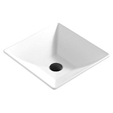 Quattro Acrylic Vessel Mount Single Bowl Square Bathroom Sink, 16" x 16" x 4-1/2", Matte White