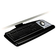 Easy Adjust Keyboard Tray with Standard Keyboard and Mouse Platform, Black Finish