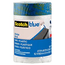 24" Blue Pre-Taped Plastic Painters Tape, 30 Yard Roll