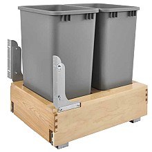 Double 50 QT Bottom-Mount Waste Container Pullout with Rev-A-Motion for 12" Cabinet Opening, Silver