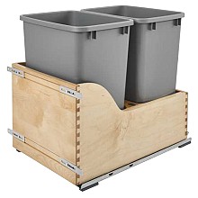 Double 35 QT Door-Mount Waste Container Pullout, TANDEM Soft-Closing for 15