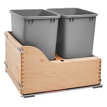 Double 35 QT Door-Mount Waste Container Pullout, TANDEM Soft-Closing for 21
