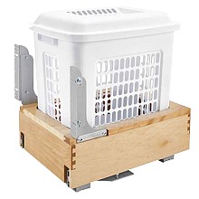 14-1/4" Wide Pull-Out Wood Hamper, White Finish