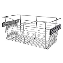 11" x 12" x 24" Wide Heavy-Gauge Pull-Out Wire Basket, Chrome Finish