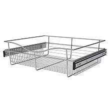 7" x 20" x 24" Wide Heavy-Gauge Pull-Out Wire Basket, Chrome Finish