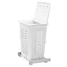 19-7/8" Wide Pull-Out Hamper with Lid, White Finish