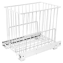 14-3/4" x 11-7/8" Wide Roll-Out Wire Hamper Basket with Full-Extension Slide, White Finish
