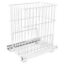 19-3/8" x 11-7/8" Wide Roll-Out Wire Hamper Basket with Full-Extension Slide, White Finish