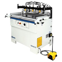SCM 3-Phase 27 hole construction/in-line Boring machine that bores from below the panel piece, two pneumatic clamps, fence for horizontal boring at 45°, w/18 quick-change