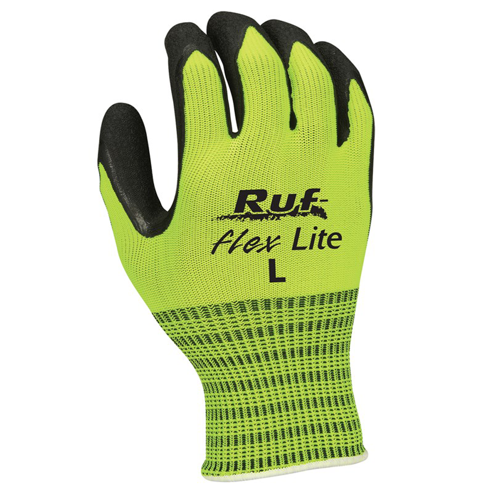 Ruf-flex&reg; Lite Hi-Vis Rubber Palm Coated String Knit Gloves, 2X-Large