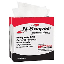 N-Swipes&#174; Heavy-Duty Industrial Wiper, White, 9" x 17" (90/Box)