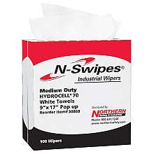 N-Swipes&#174; Medium-Duty Industrial Wiper, White, 9" x 17" (100/Box)
