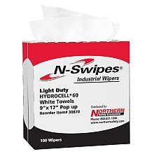 N-Swipes&#174; Light-Duty Industrial Wiper, White, 9" x 17" (100/Box)