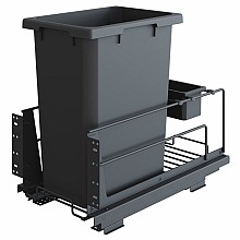 Bottom Mount Saphir Single Bin Carriage for 15&quot; Cabinet Opening, Carbon Steel Gray