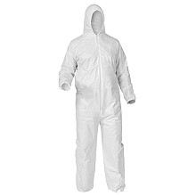Heavy-Duty Polypropylene Disposable Coverall Hood with Elastic Waist/Wrists/Ankles, Double Extra Large, White