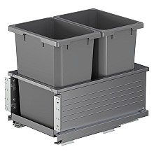 Double 35 QT Bottom-Mount Planero Waste Container Pullout with Soft-Closing, Gray