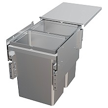 Double 31 QT Top Mount Waste Container Pullout with Frameless for 16.5" Cabinet Opening, Platinum