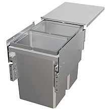 Double 31 QT Top Mount Waste Container Pullout with Frameless for 19.5" Cabinet Opening, Platinum