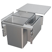 Triple 31 QT/10 QT Top Mount Waste Container Pullout with Frameless for 22.5" Cabinet Opening, Platinum